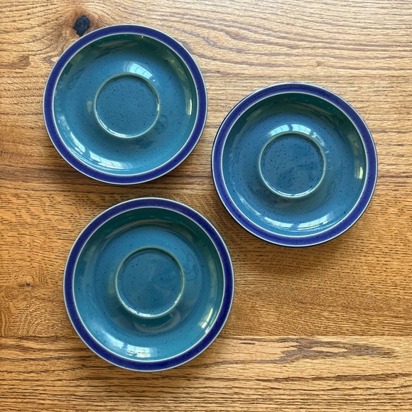 Denby Other - Vintage Denby Metz handcrafted saucers- set of 3- made in England- green & blue